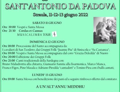 11-13 giugno festeggiamenti in onore di Sant’Antonio da Padova a Straula
